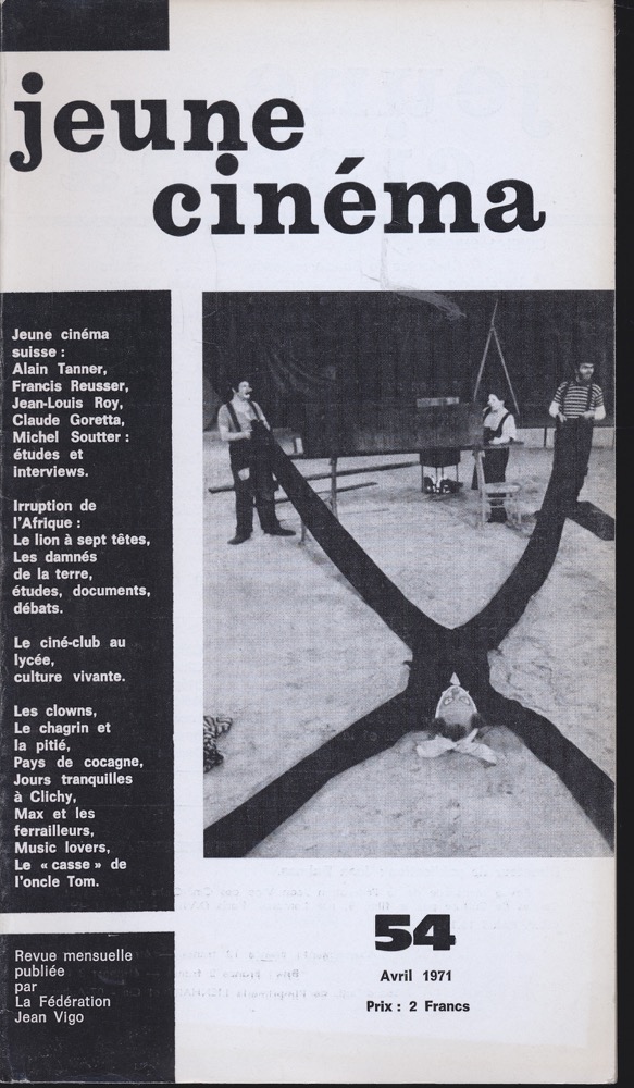   jeune cinéma no. 54 (Avril 1971). 