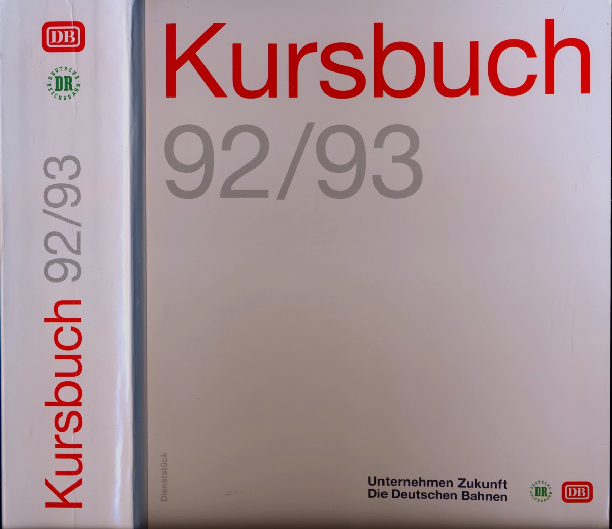 Deutsche Bahn AG  Deutsche Bahn: Kursbuch 1992/93, gültig vom 31.05.1992 bis 22.05.1993. 