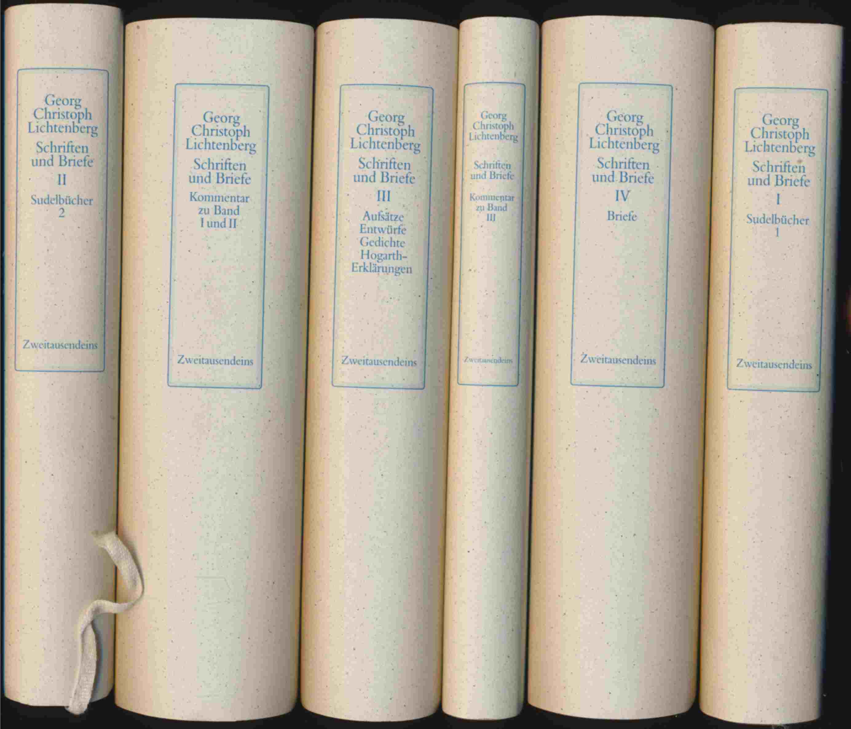 LICHTENBERG, Georg Christoph  Schriften und Briefe. 6 Bde. (= kompl. Edition). 
