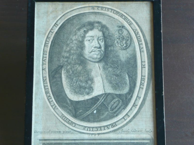 NÃ¼rnberg - Imhoff, Christoph Andreas  Portrait-Kupferstich mit Wappen 