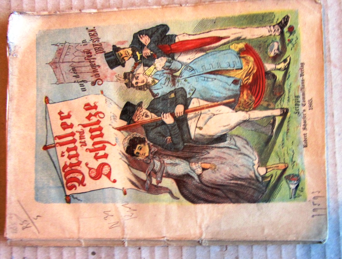 Anonym:  Schulze und Müller auf dem ersten deutschen Sängerfest zu Dresden. Illustrirt von Wilhelm Schröter. 
