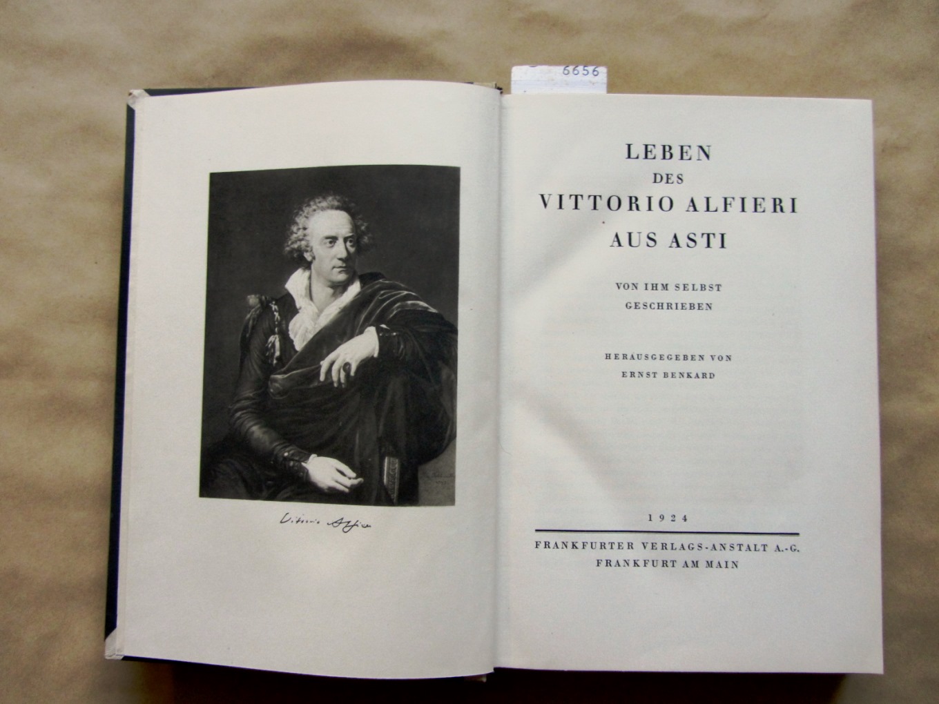 Benkard, Ernst (Hrsg.):  Leben des Vittorio Alfieri aus Asti. Von ihm selbst geschrieben. 