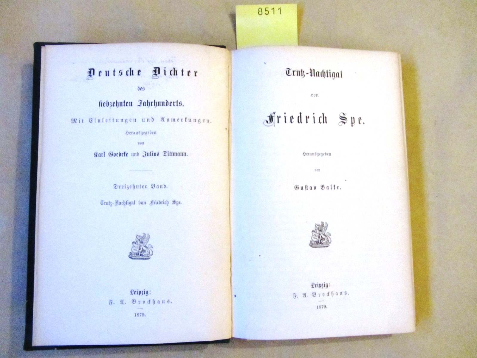 Spe, Friedrich:  Trutz-Nachtigal. Hrsg. von Gustav Balke.("Deutsche Dichter des siebzehnten Jahrhunderts",13) 