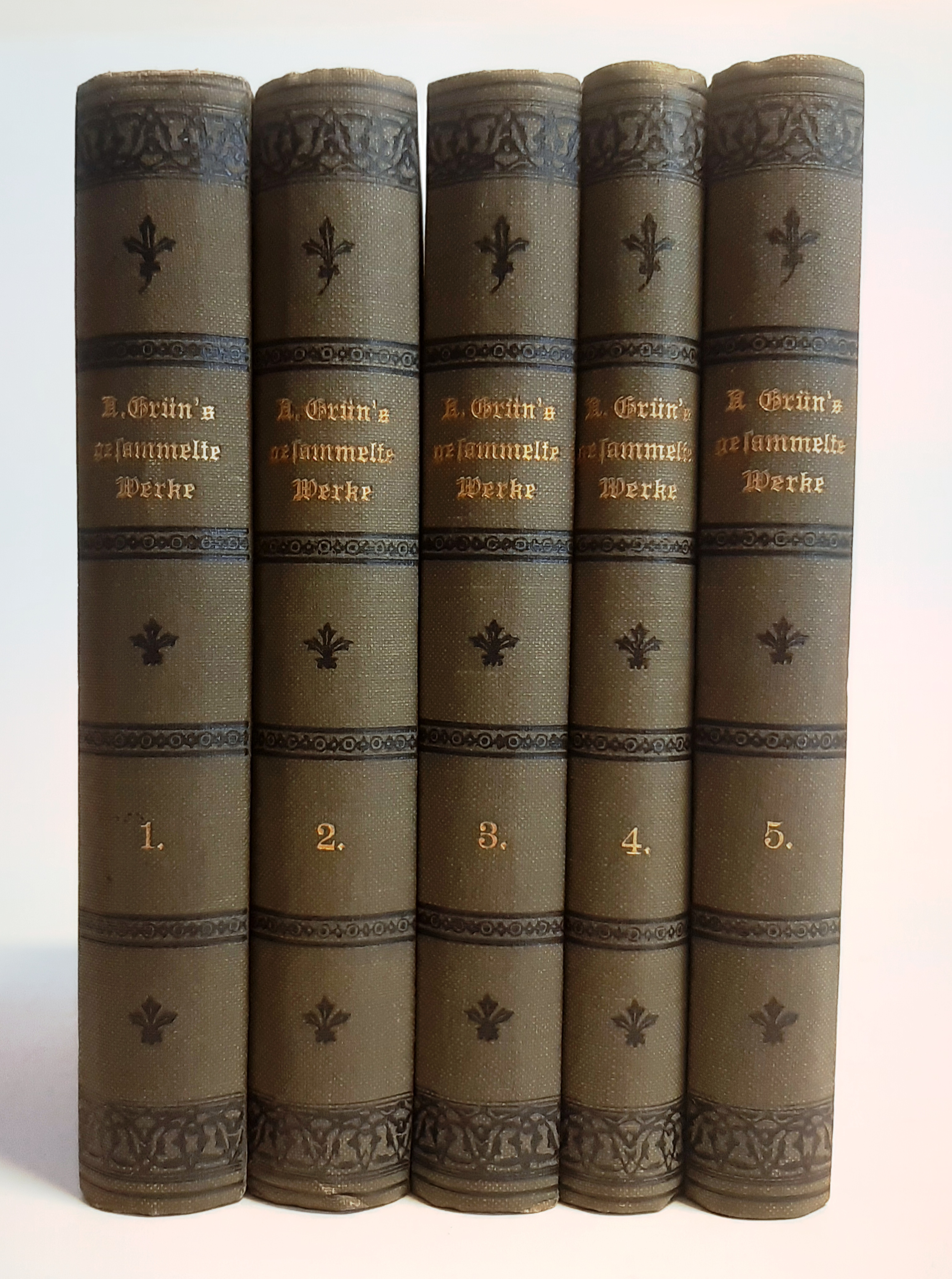 Grün, Anastasius / Frankl, Ludwig August (Hrsg.)  Anastasius Grün's gesammelte Werke. 5 Bände (komplett). Neue Ausgabe. 