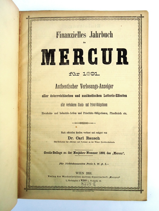 Rausch, Carl  Finanzielles Jahrbuch des MERCUR für 1891. 