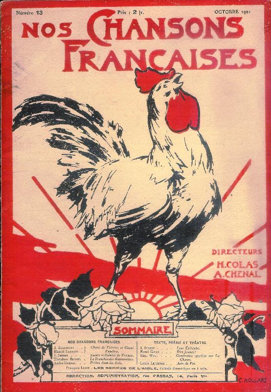 Colas, Henri (Ed.); Chenal, Andre (Ed.)  Nos Chansons Francaises. Numéro 13, Octobre 1921. 