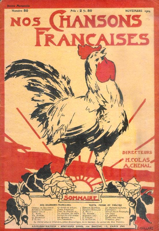 Colas, Henri (Ed.); Chenal, Andre (Ed.)  Nos Chansons Francaises. Numéro 50, Novembre 1924. 