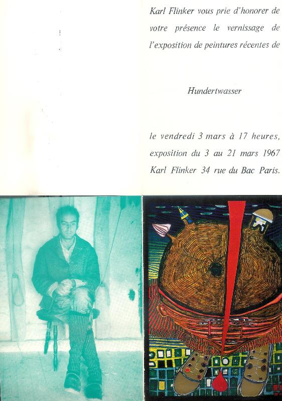 Hundertwasser -  Ausstellungsfolder 1967 Paris. 