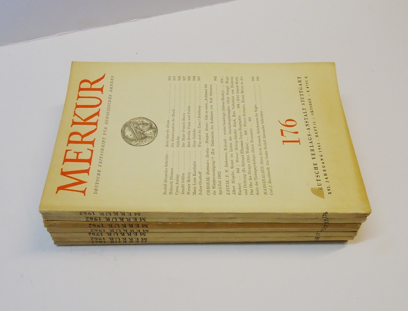Merkur. Deutsche Zeitschrift für europäisches Denken.  Jahrgang 1962 (7 Hefte): Heft 1, 2, 5, 6, 7, 8, 10. 