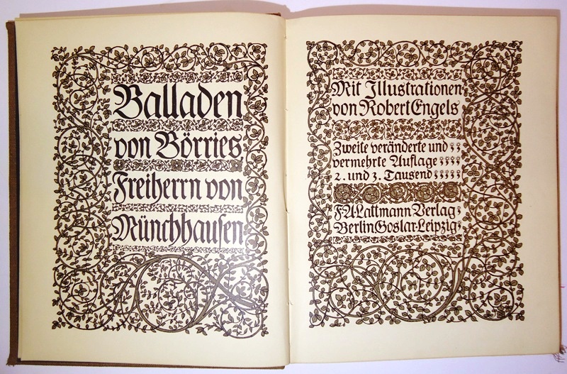 Börries, Freiherr von / Engels, Robert (Illustr.)  Balladen von Börries Freiherrn von Münchhausen. Zweite veränderte und vermehrte Auflage. 