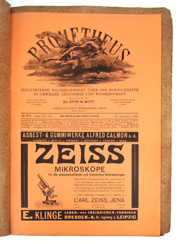 Fliegerei -  Prometheus. Illustrierte Wochenschrift über die Fortschritte in Gewerbe, Industrie und Wissenschaft. No. 51, Jg. XIX, 16. September 1908. 