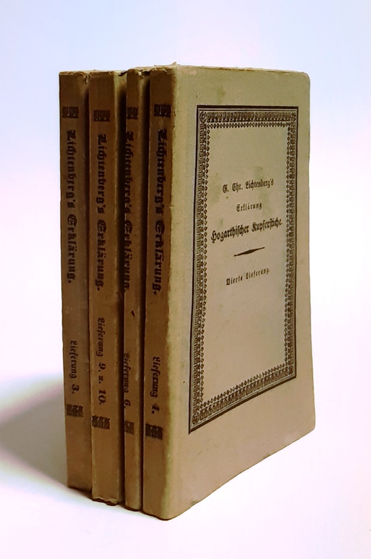 Lichtenberg, Georg Christoph  Ausführliche Erklärung der Hogarthischen Kupferstiche, mit verkleinerten Copien derselben von Carl Rahl. Bd. 3, 4, 6, 9 u. 10 (von 10). Gebunden in 4 Bänden. 