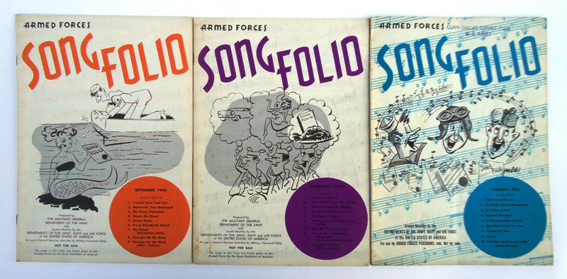 Departments of the Army, Navy and Air Force  Song Folio. 3 issues. 
