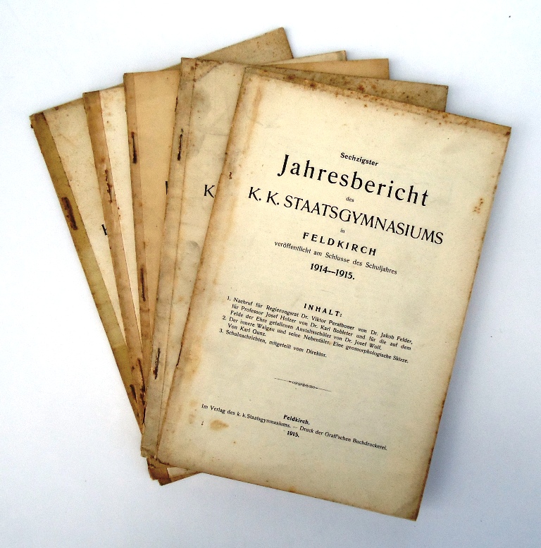 Feldkirch -  5 Jahresberichte des K.K. Staatsgymnasiums in Feldkirch. 1910-1916. 