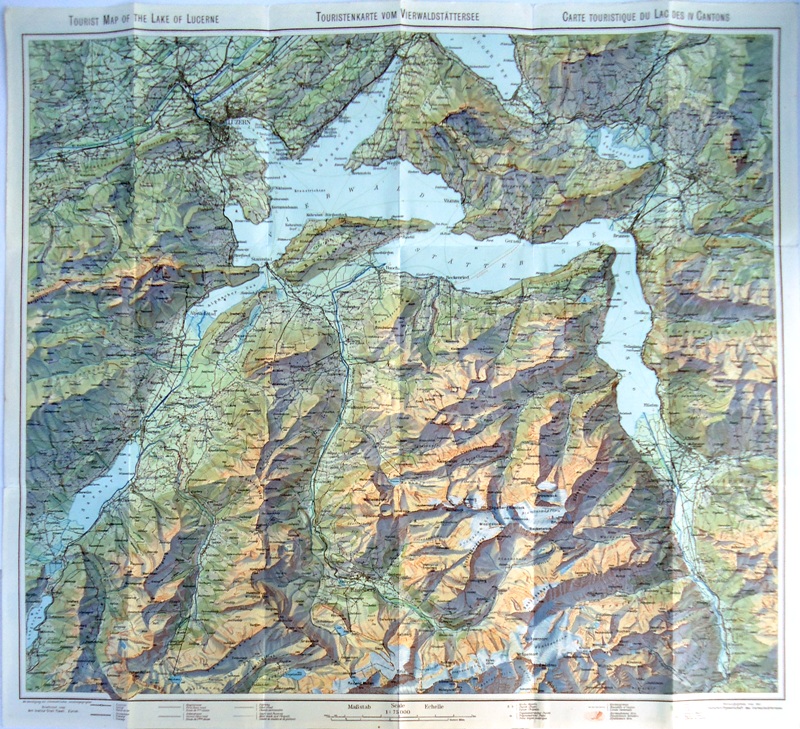 Dampfschiffgesellschaft des Vierwaldstättersees (Hg.)  Touristenkarte vom Vierwalstättersee. Tourist Map of the Lake of Lucerne. Carte Touristique du Lac des IV Cantons. 