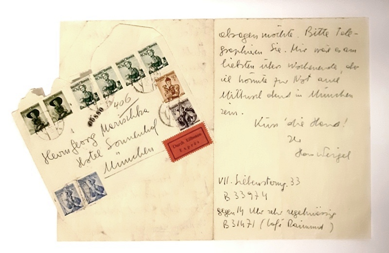 Weigel, Hans  Eigenhändiger doppels. Brief mit Unterschrift von Hans Weigel an Georg Marischka, 1952. 