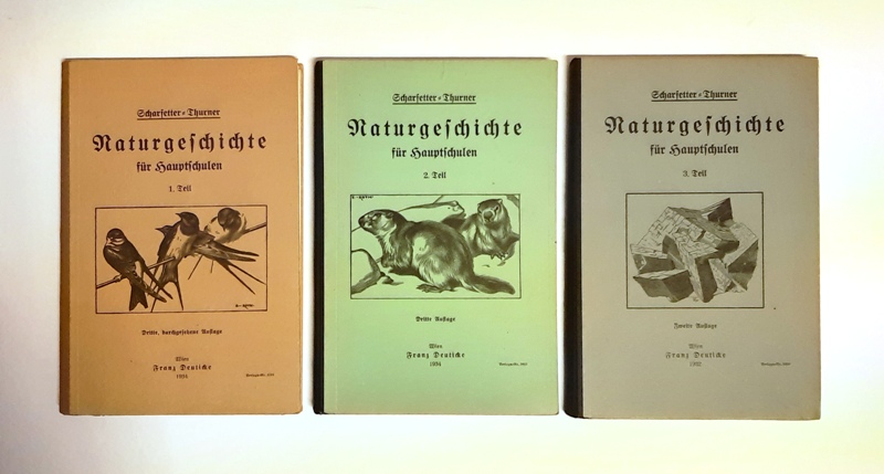 Scharfetter, Rudolf / Turner, Andreas  Naturgeschichte für Hauptschulen. 1.-3. Teil. In 3 Bänden (1. bis 3. Klasse) + 3 Ergänzungshefte. 