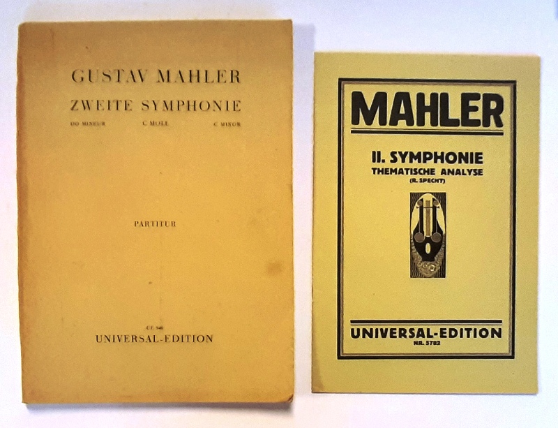 Mahler, Gustav  2 Bände - 1. Zweite Symphonie. Do mineur, c moll, c minor. Partitur - 2. II. Symphonie. Thematische Analyse (R. Specht). 