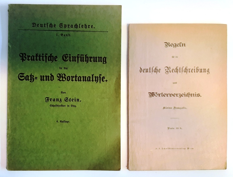 Deutschunterricht - Stein, Franz  1 Bände - 1. Regeln für die deutsche Rechtschreibung nebst Wörterverzeichnes 1914. - 2.Praktische Einführung in die Satz- und Wortanalyse. 