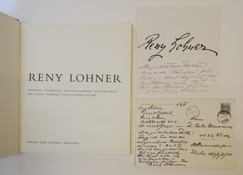 Lohner, Reny - (2 AUTOGRAPHE)  Reny Lohner. Gemälde - Aquarelle - Druckgraphiken - Zeichnungen. 
