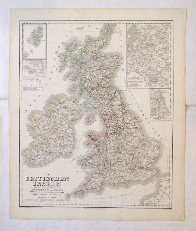 Großbritannien - Landkarte  Die Britischen Inseln oder die Vereinigten Königreiche Grossbritannien und Ireland. 