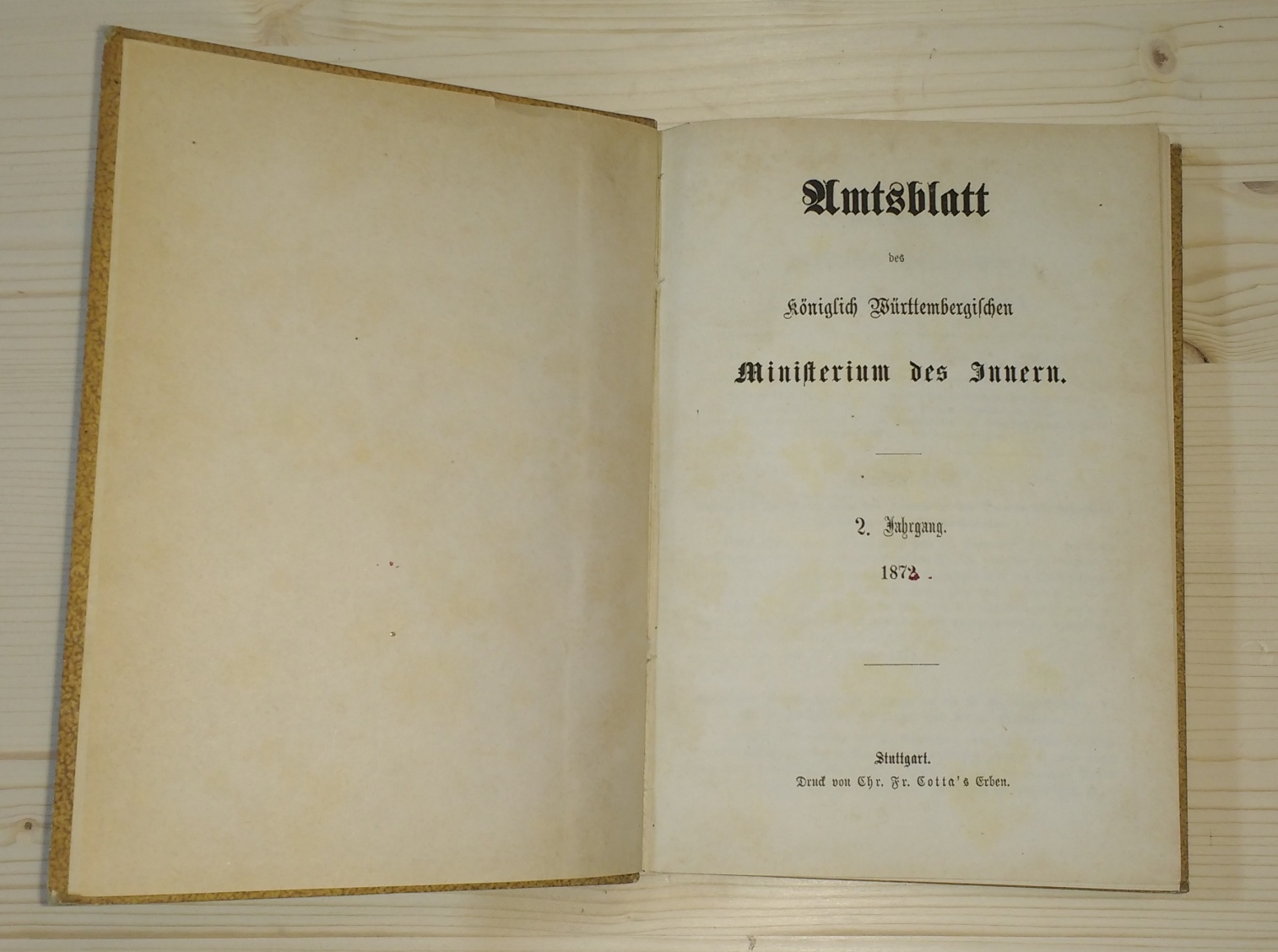 N.N.:  Amtsblatt des königlich Württembergischen Ministerium des Innern. 2. Jahrgang 1872 