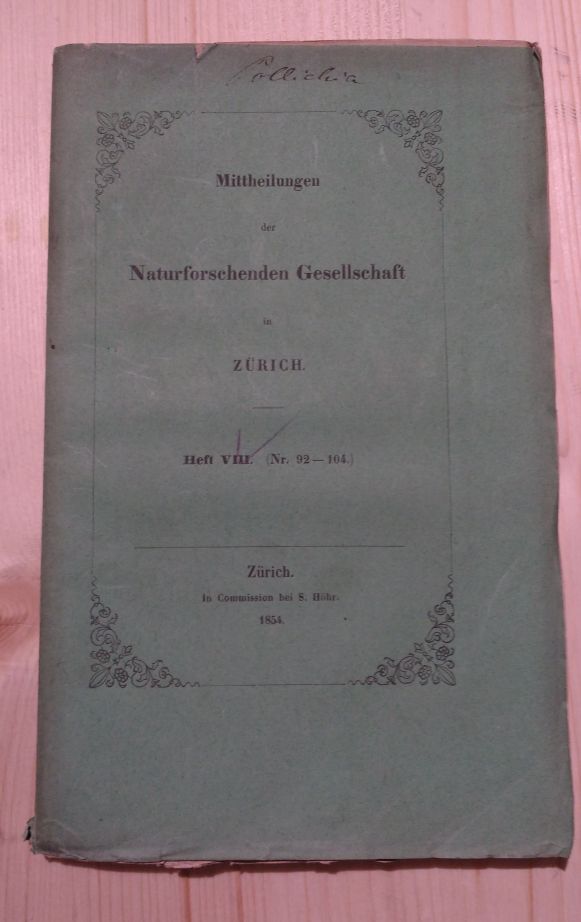 Div.:  Mittheilungen der Naturforschenden Gesellschaft in Zürich. Heft VIII. (Nr. 92 - 104) 