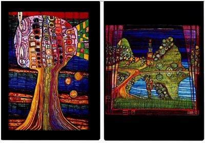 Hundertwasser, Friedensreich  16 Hundertwasser - Kunstpostkarten - Postkarten 