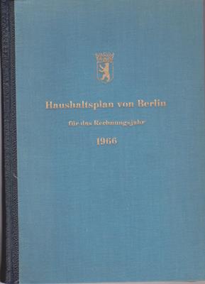 Abgeordnetenhaus von Berlin  Gesetz über die Feststellung des Haushaltsplans von Berlin für das Rechnungsjahr 1966 und Ausführungsvorschriften - Haushaltsplan 