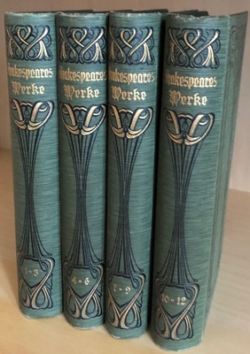 Shakespeare, William / Schlegel / Tieck (übers.)  Shakespeares sämtliche dramatische Werke (12 Bände in 4 Büchern - komplett) 
