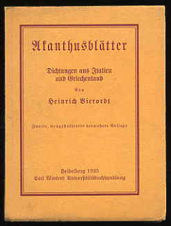 Vierordt, Heinrich:  Akanthusblätter. Dichtungen aus Italien und Griechenland. 