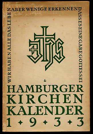 Beckmann und (Hrsg.) Knolle:  Hamburger Kirchenkalender 1933. Jahrbuch für die Hamburgischen Gemeinden 