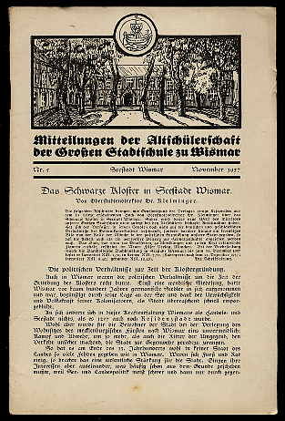   Mitteilungen der Altschülerschaft der Großen Stadtschule zu Wismar Nr. 5. November 1937. 