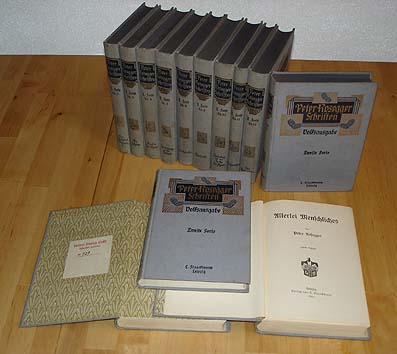 Rosegger, Peter:  Schriften. Volksausgabe. Zweite Serie. Bände 1 bis 12 und 15. 