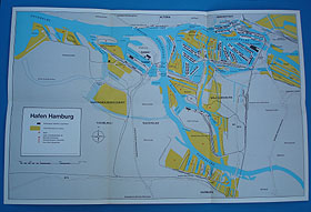   Hafen Hamburg. Übersichtsplan mit besonderer Kennzeichnung der Umschlaganlagen und Industriegebiete. Alle Angaben nach dem Stand vom Sommer 1969. 