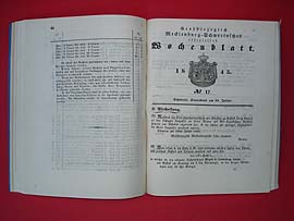   Großherzoglich Mecklenburg-Schwerinsches officelles Wochenblatt 1843. 1. bis 32. Stück. 