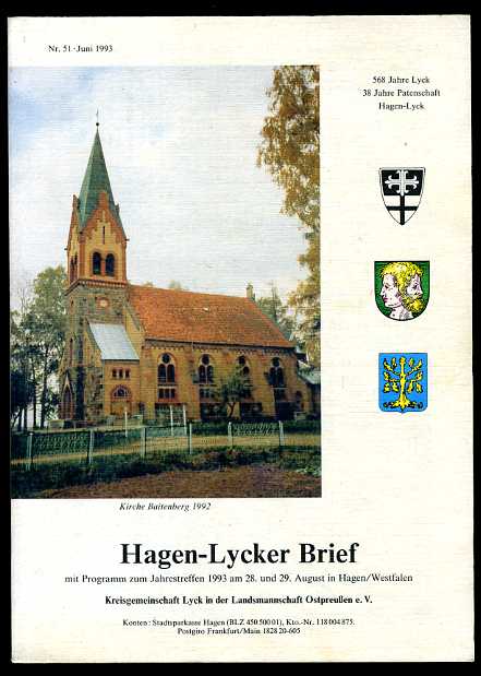   Hagen-Lycker Brief 51 mit Programm zum Jahrestreffen 1993. 