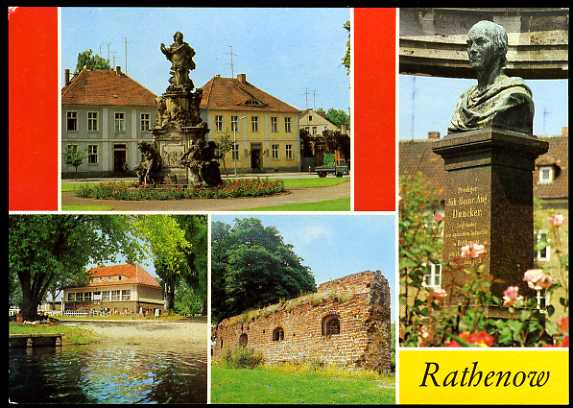   Rathenow. Denkmal des Kurfürsten, Duncker-Denkmal, Waldschwimmbad, Stadtmauer. 