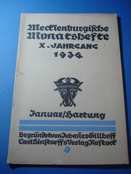   Mecklenburgische Monatshefte. Jg. 10 (nur) Heft 1 (109. Heft). 