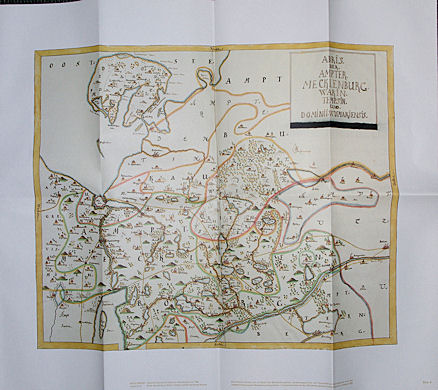   Karte. Ämter Mecklenburg, Warin, Tempzin und die Herrschaft Wismar. Aus dem Mecklenburg-Atlas des Bertram Christian von Hoinckhusen (um 1700) 