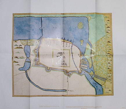   Karte. Wall der Stadt Rostock. Aus dem Mecklenburg-Atlas des Bertram Christian von Hoinckhusen (um 1700) 