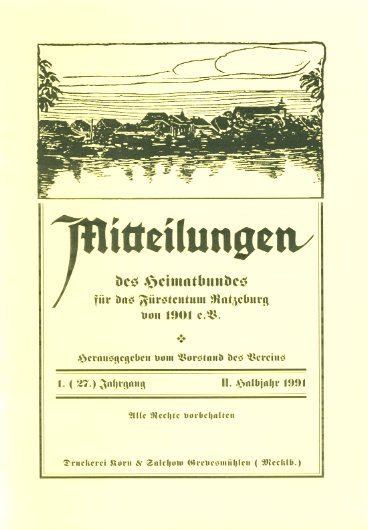   Mitteilungen des Heimatbundes für das Fürstentum Ratzeburg. 1. (27.) Jg. (nur) Heft 2. 