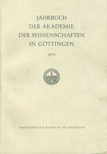  Jahrbuch der Akademie der Wissenschaften in Göttingen für das Jahr 1978. 