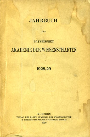   Jahrbuch der Bayerischen Akademie der Wissenschaften 1928/29. 