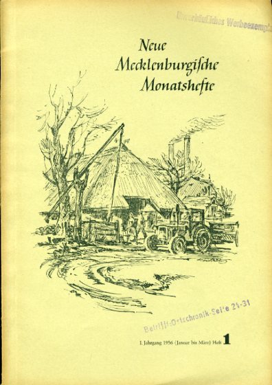   Neue Mecklenburgische Monatshefte (nur) Heft 1. 