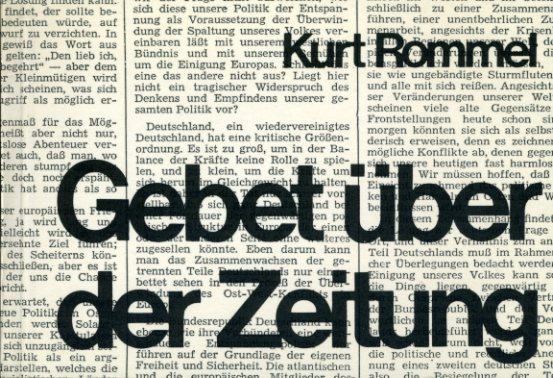 Rommel, Kurt:  Gebet über der Zeitung. 