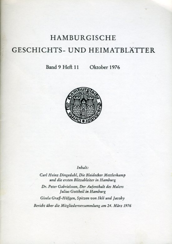   Hamburgische Geschichts- und Heimatblätter. Band 9. Heft 11. Oktober 1976. 