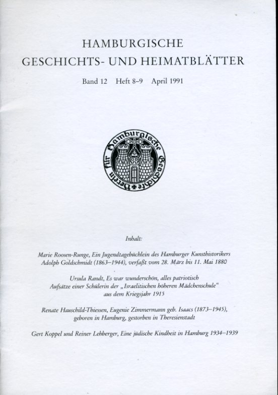   Hamburgische Geschichts- und Heimatblätter. Band 12. Heft 8-9. April 1991. 