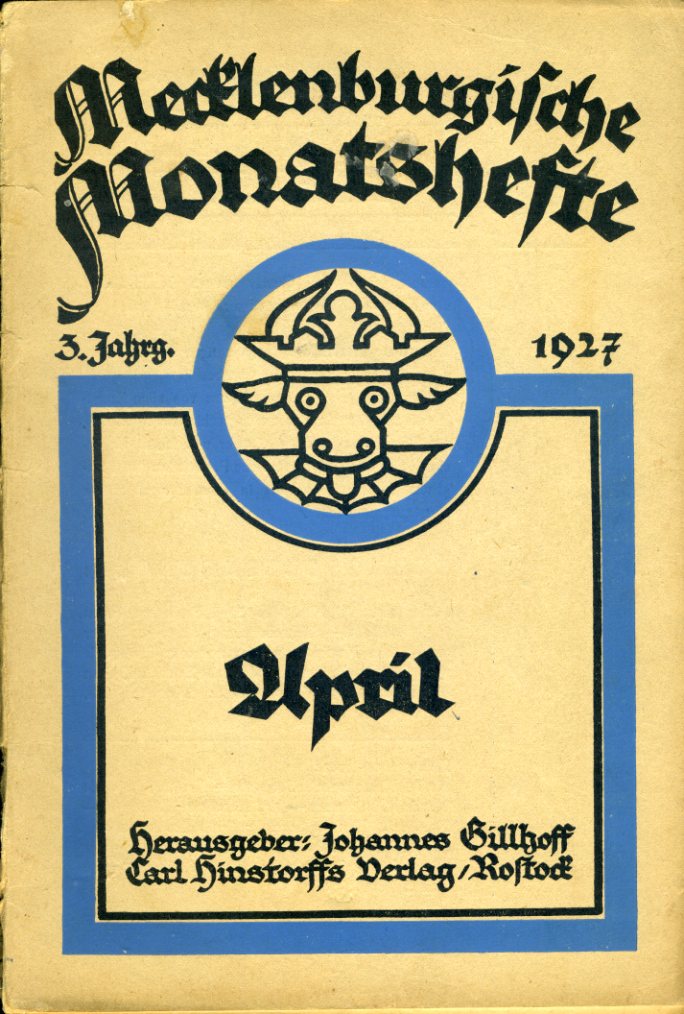   Mecklenburgische Monatshefte. Jg. 3 (nur) Heft 3, April 1927. 