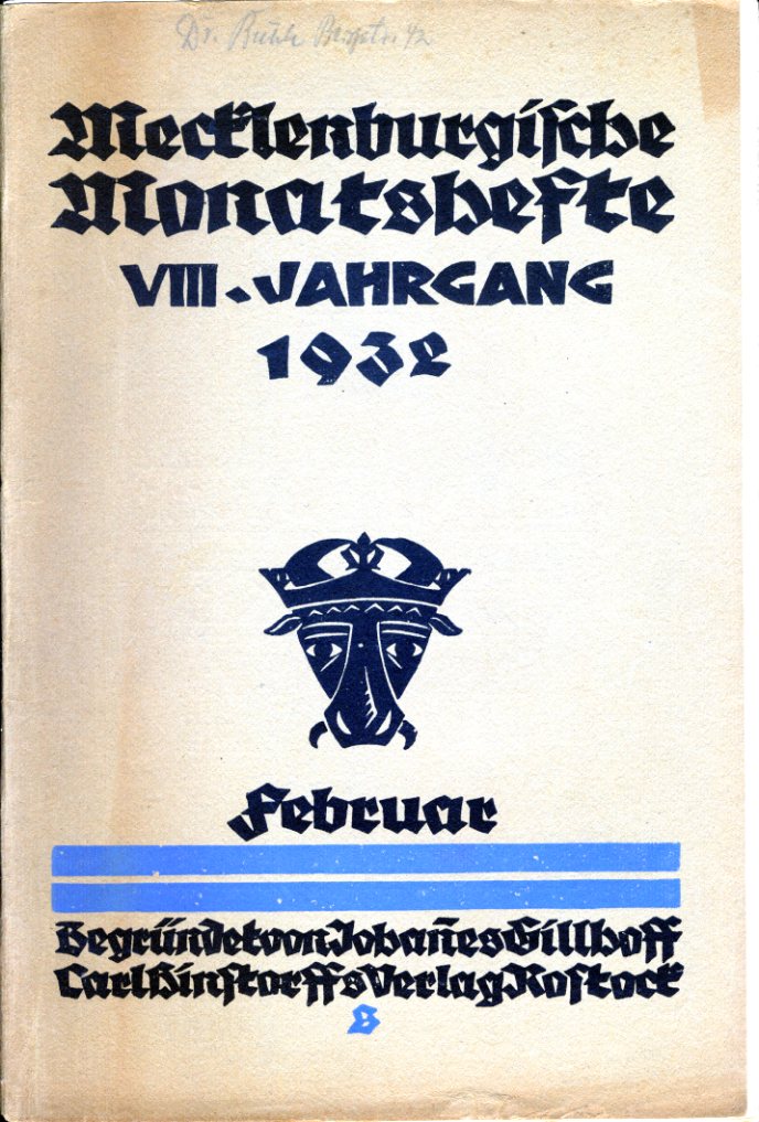   Mecklenburgische Monatshefte. Jg. 8 (nur) Heft 2, Februar 1932. 